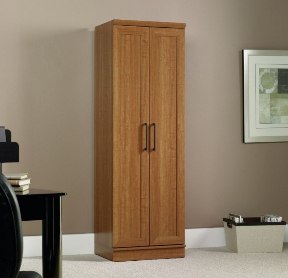 Sauder HomePlus Tall 2 - Door Wood Storage Cabinet with 4 Shelves, Sienna  Oak Finish