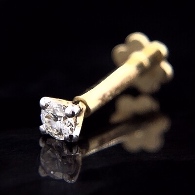 0.04CT Diamond Nose Pin | 18K Yellow Gold