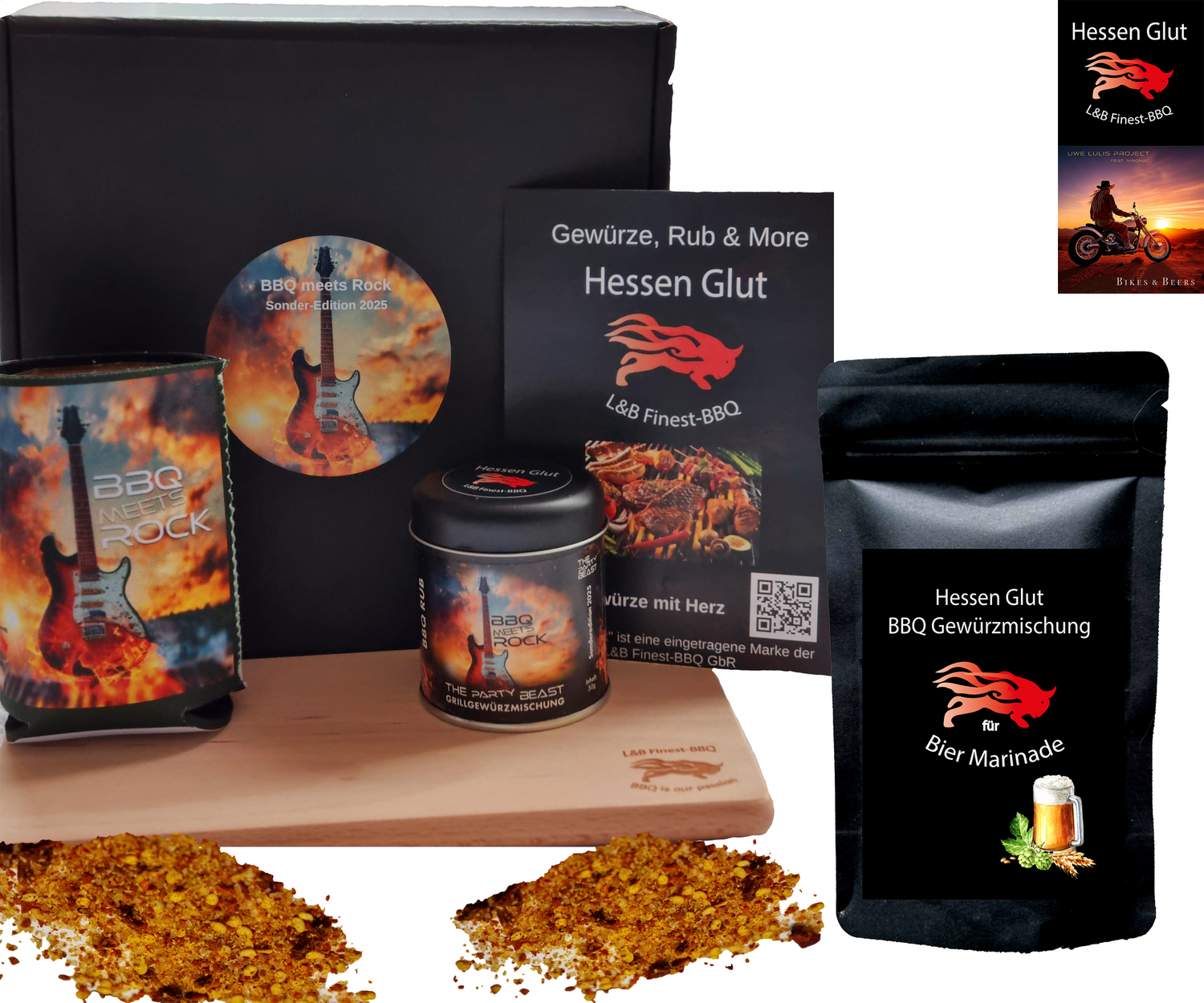 Hessen Glut "BBQ meets Rock 2025" Partygrill-Box für Bier-Freunde