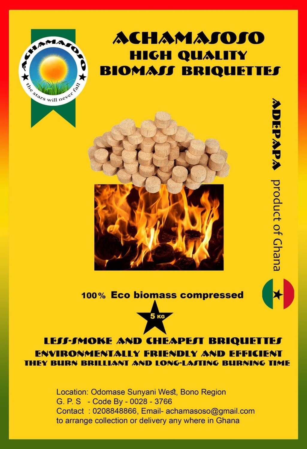 Eco- Biomass Briquettes -Weight, kg 5