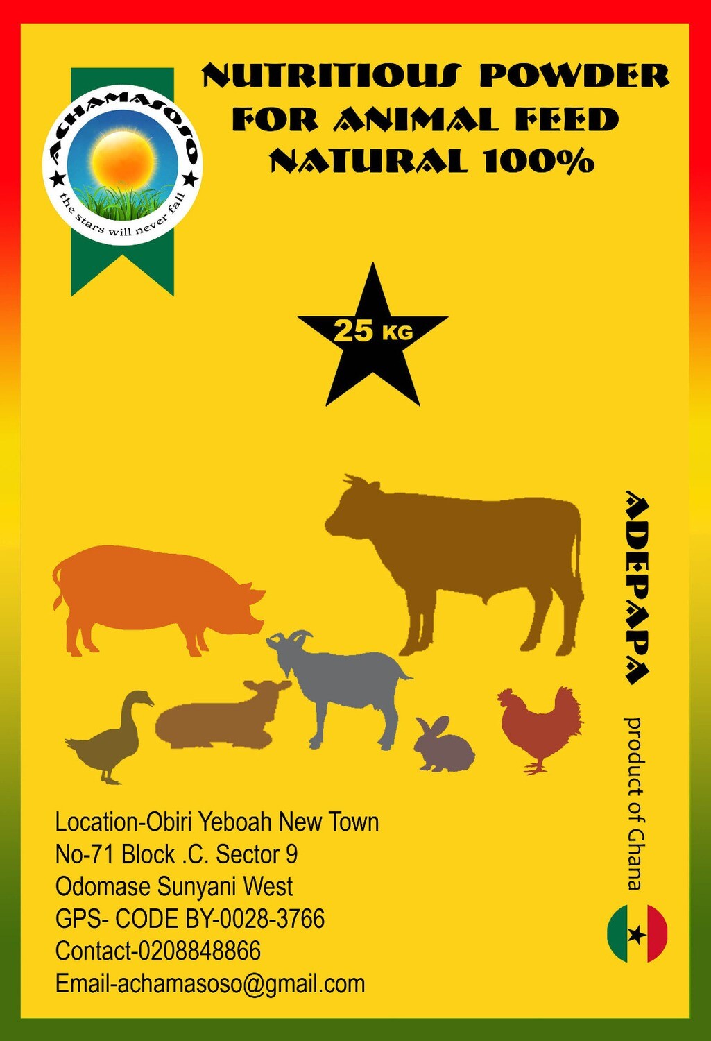 Achamasoso Nutritious Powder for animal feed 25 kilos