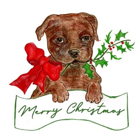 The Holly and the Puppy Christmas Card