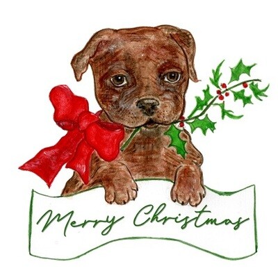 The Holly and the Puppy Christmas Card