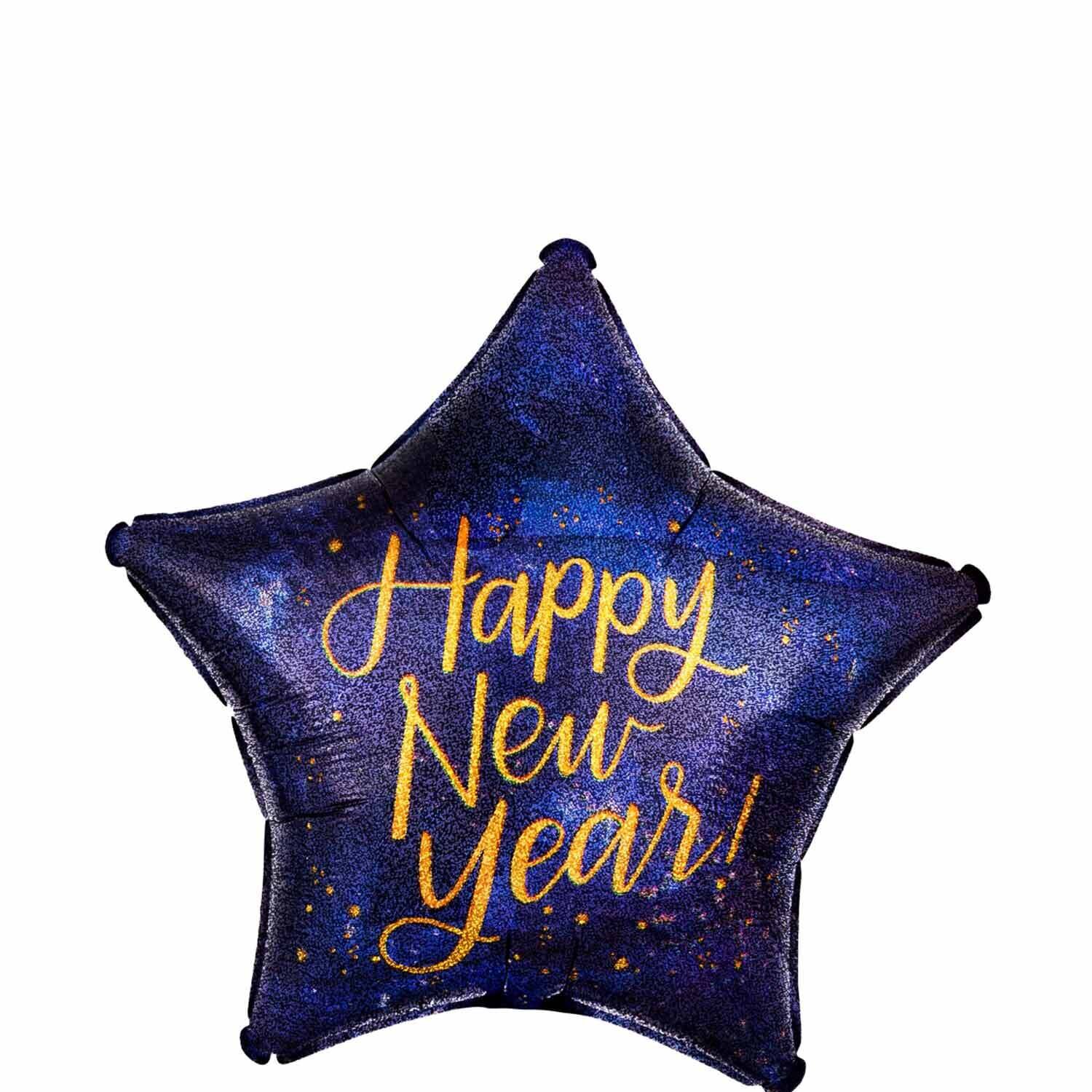 Midnight New Year Star Foil Balloon 45cm