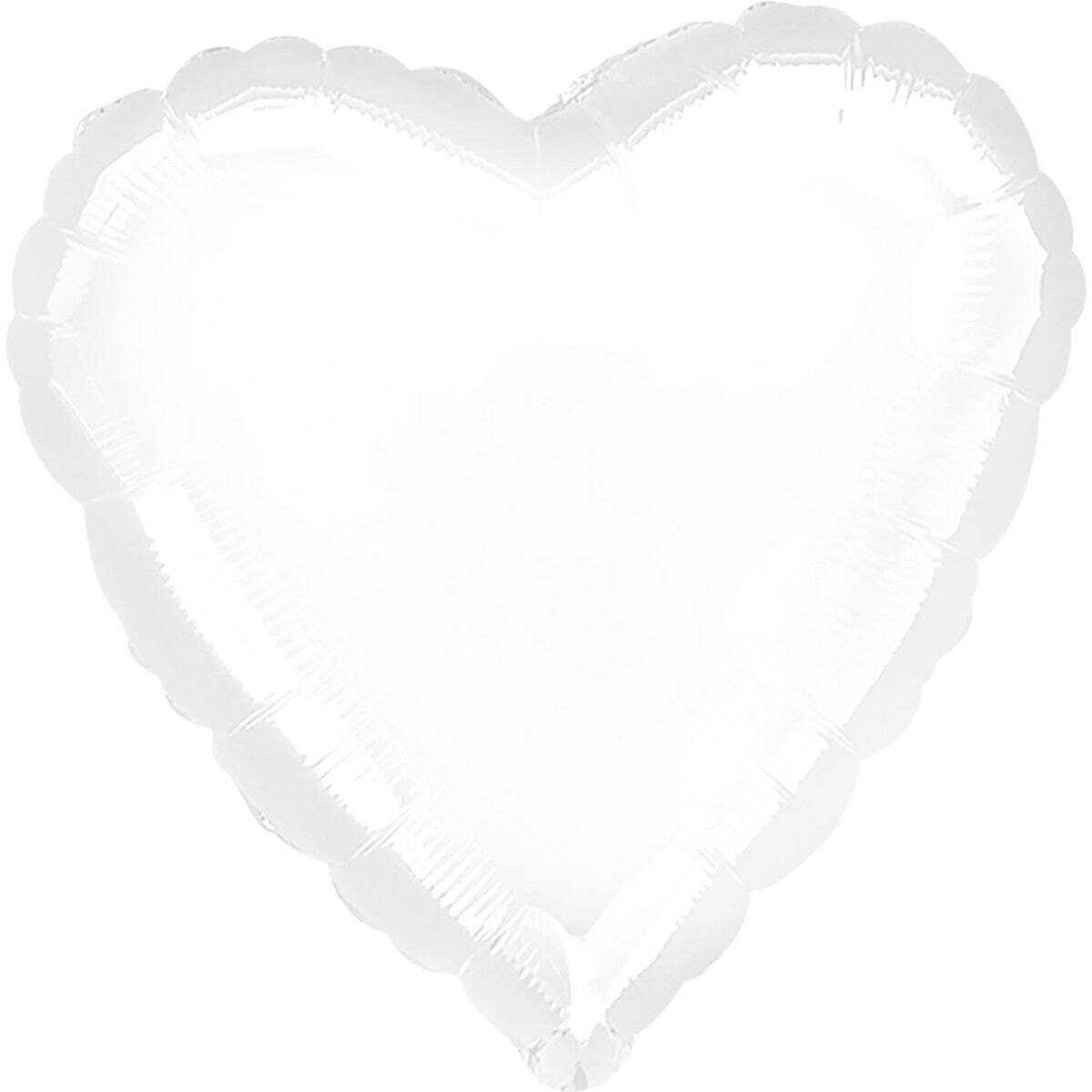 Metallic White Heart Foil Balloon 18in
