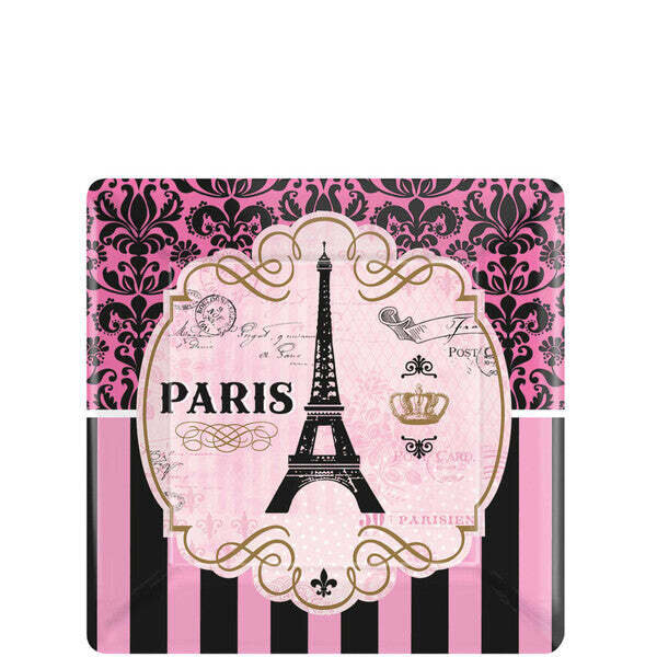 A Day In Paris Square Paper Plates 9in,