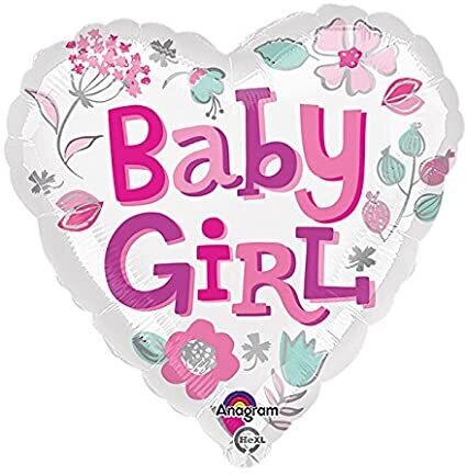 BABY GIRL HEART FOIL BALLOON 18
