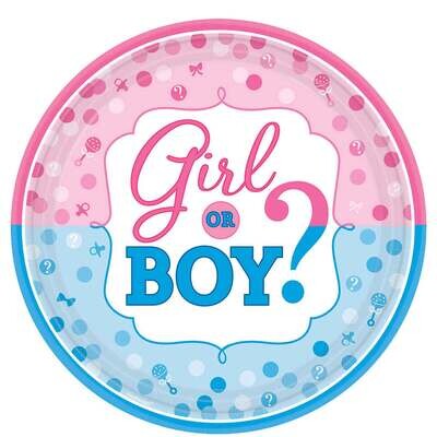 GIRL OR BOY? ROUND PAPER PLATES