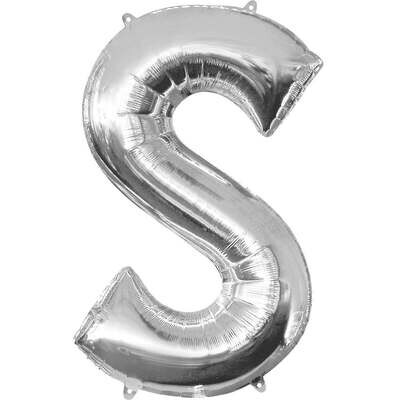 Letter S Silver SuperShape Balloon 21x35in