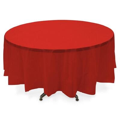 Apple Red Plastic Round Table Cover 84in