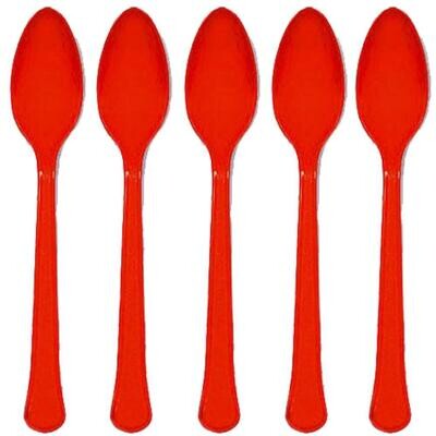 Apple Red Heavy Weight Plastic Spoons 20pcs