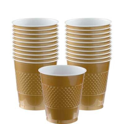 Gold Sparkle Plastic Cups 9oz, 20pcs