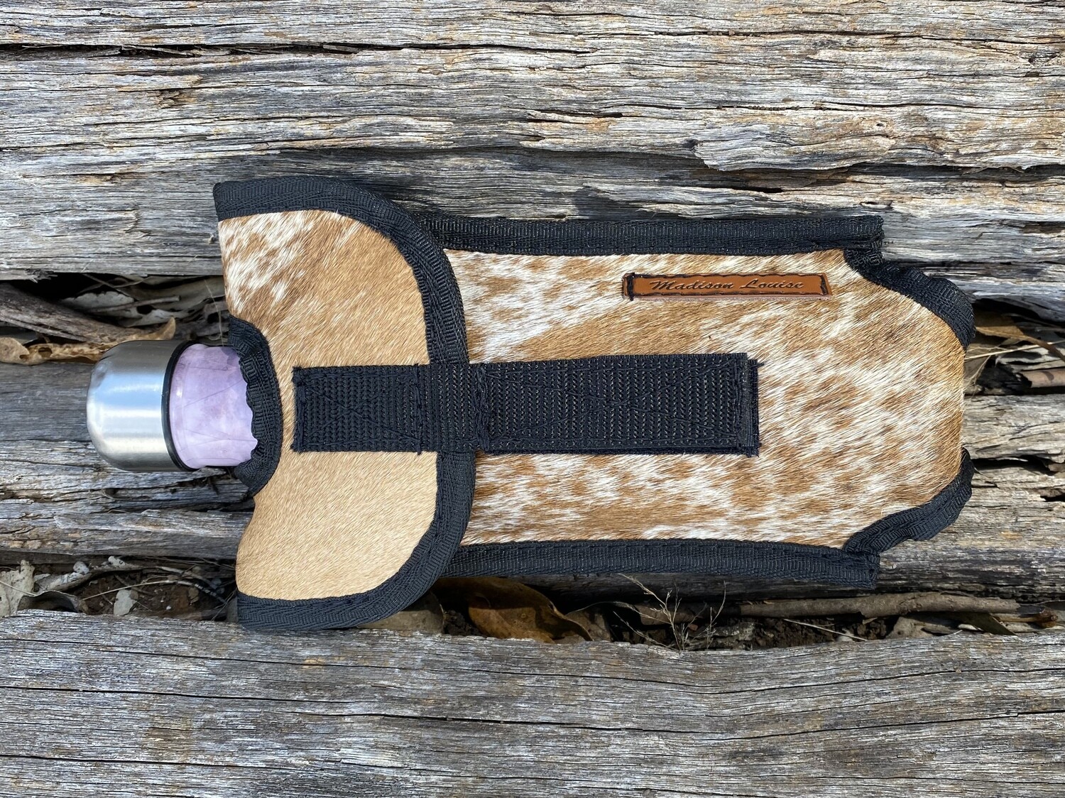 Hair on hide water bottle holder
