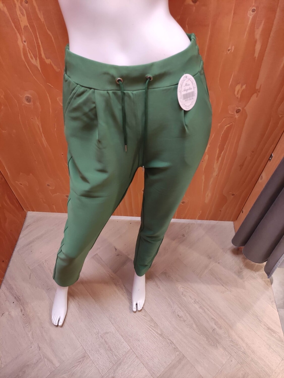 SALE comfortbroek touwtje kleur groen
