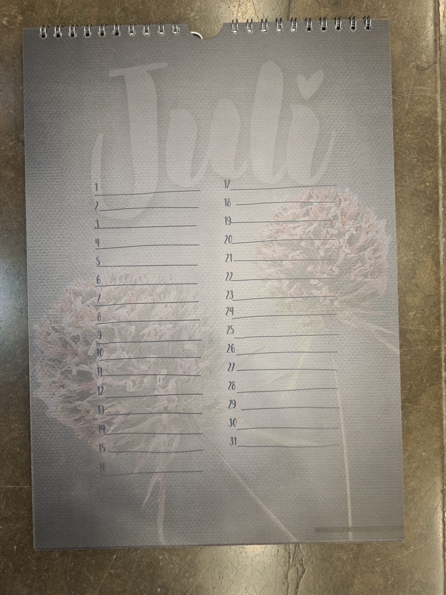 Kalender met botanische afbeeldingen