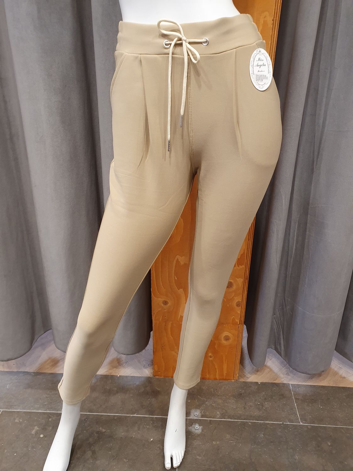 comfortbroek touwtje light beige