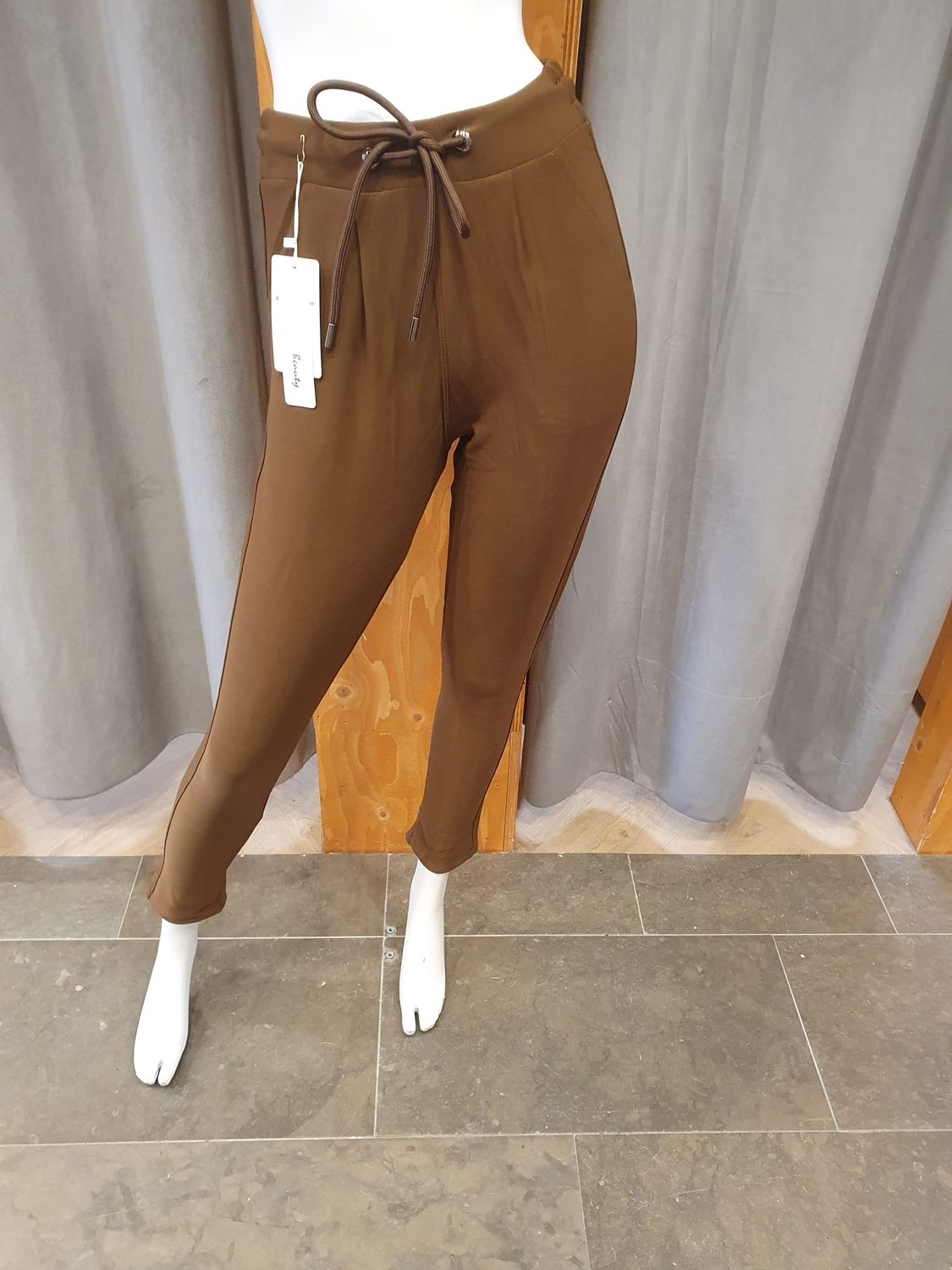 comfortbroek zomer touwtje bruin (Maten)