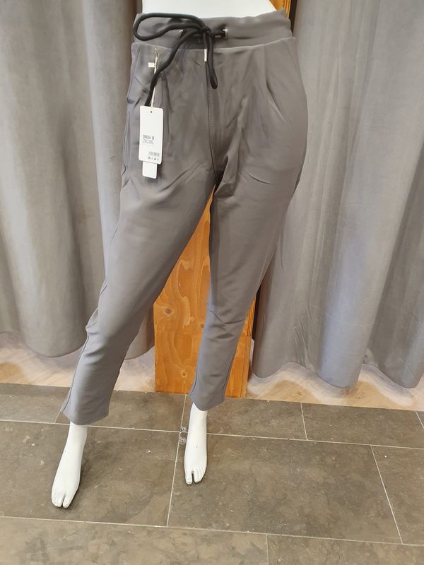 comfortbroek zomer touwtje donker grijs (maten)
