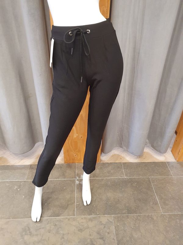 comfortbroek zomer touwtje zwart (maten)