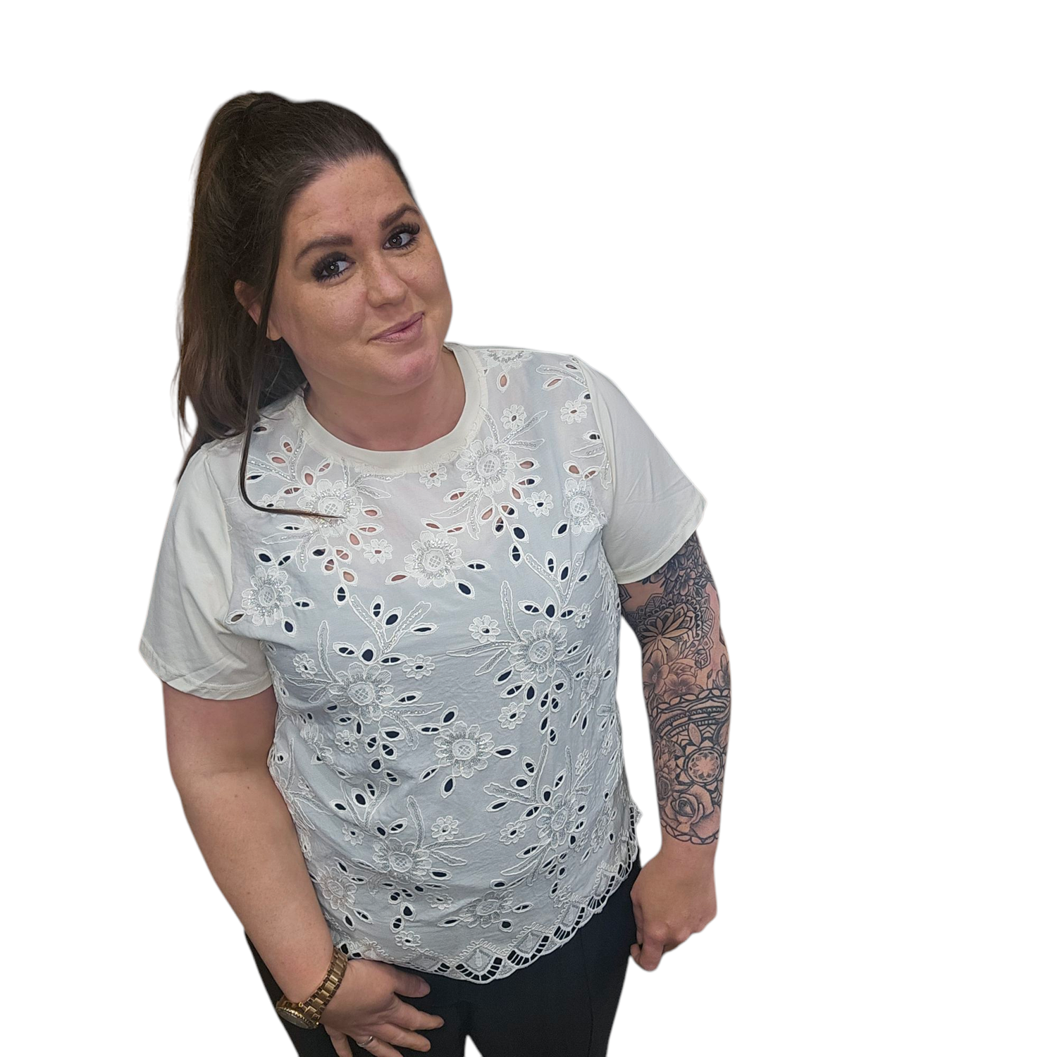 broderie top doortje maat m/l