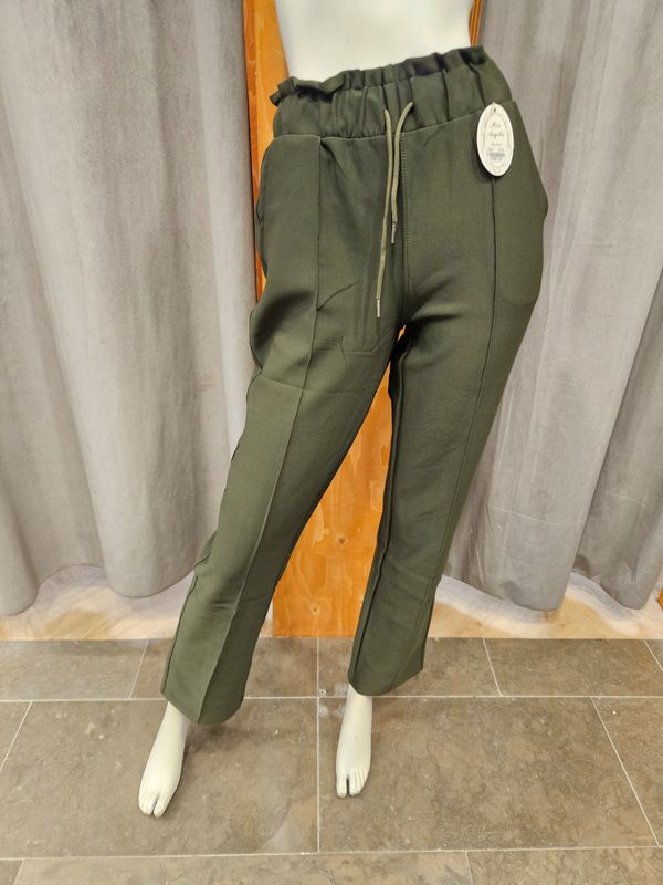 comfortbroek wide leg pantalon legergroen (Maten)