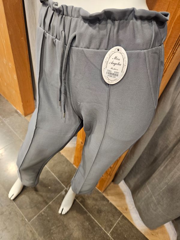 comfortbroek wide leg pantalon donkergrijs (maten)