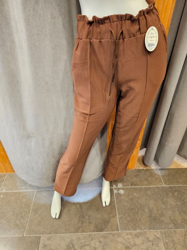 comfortbroek wide leg pantalon bruin (maten)