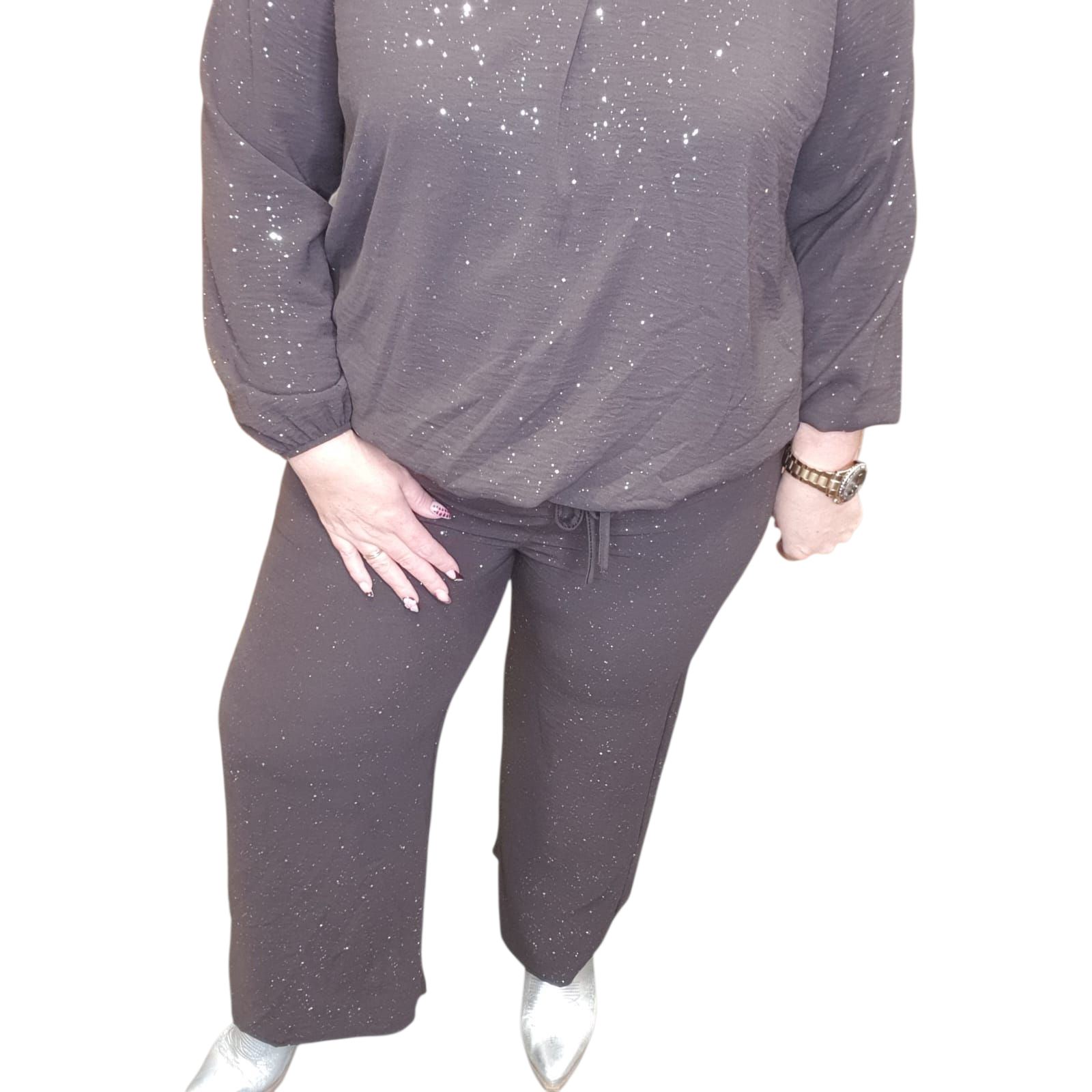 wide leg glitter yenthe broek one size (div kleuren)