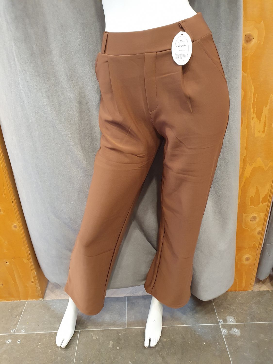 comfortbroek wide leg bruin (maten)