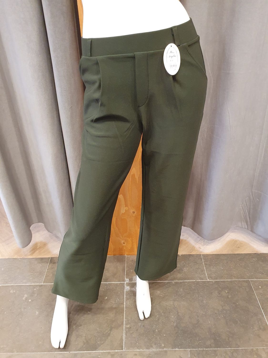 comfortbroek wide leg leger groen (maten)