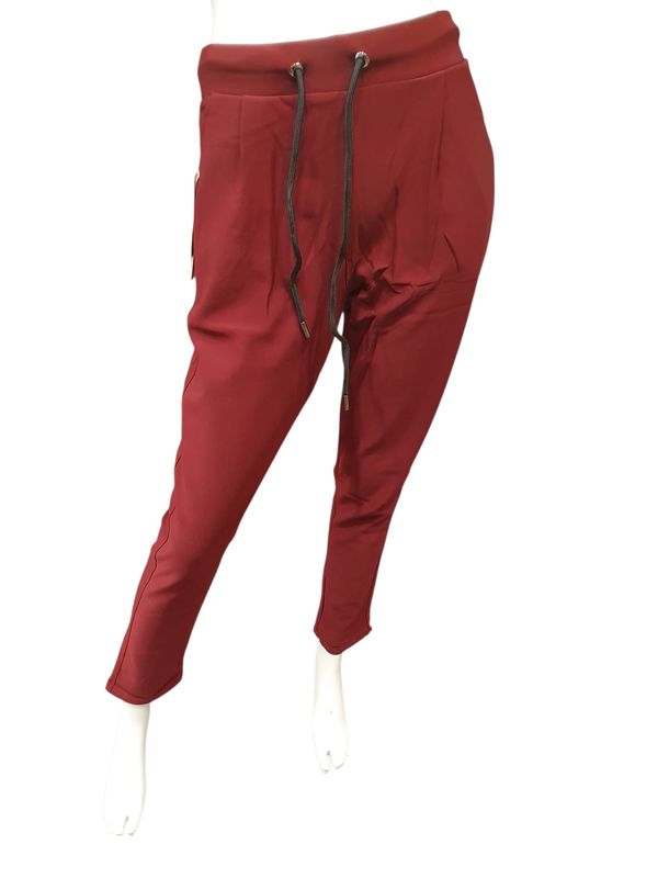 comfortbroek met touwtje bordeaux (maten )