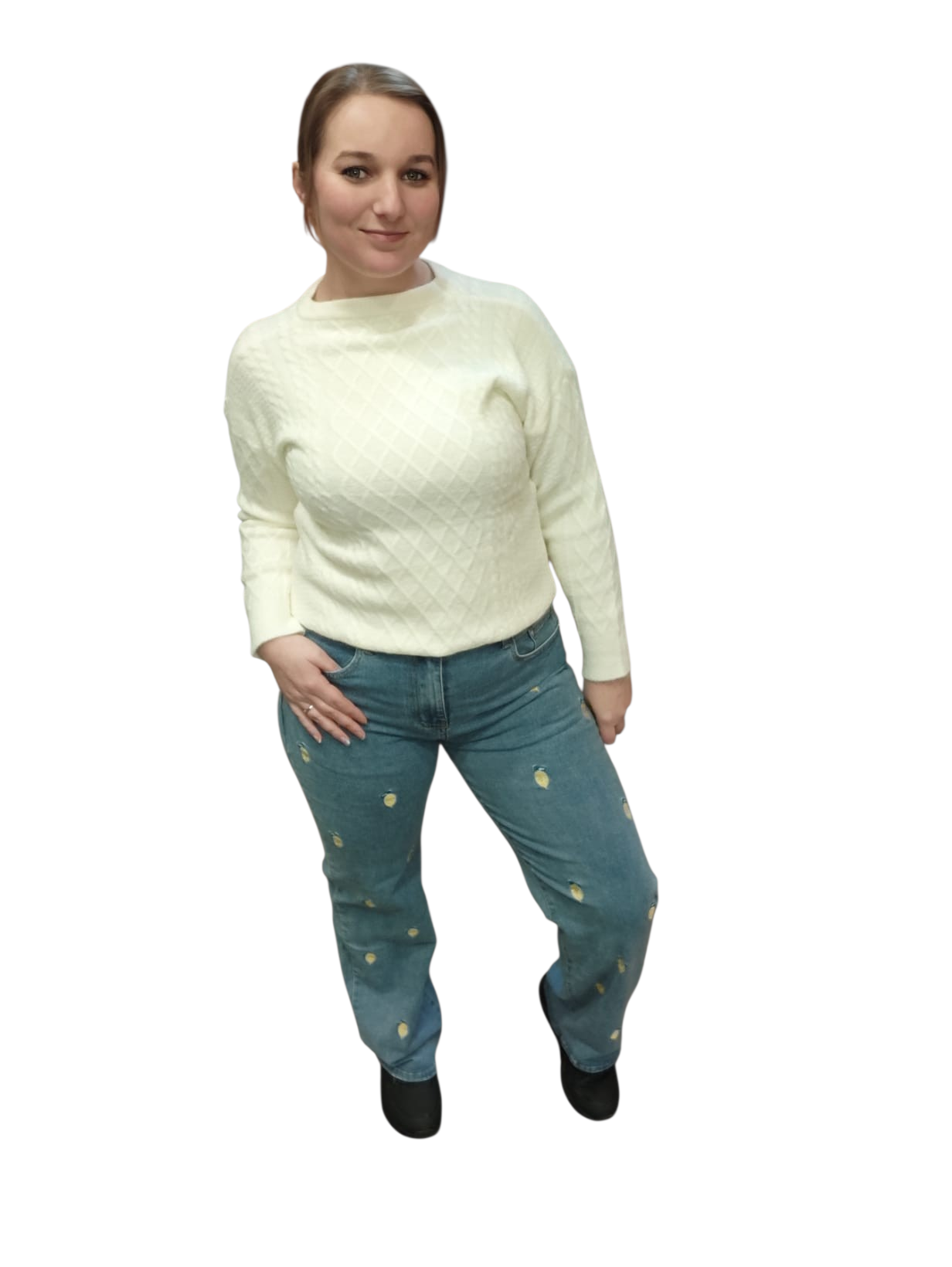 Spijkerbroek BS6644 wideleg met citroen maten 42, 44, 46, 48 en 50