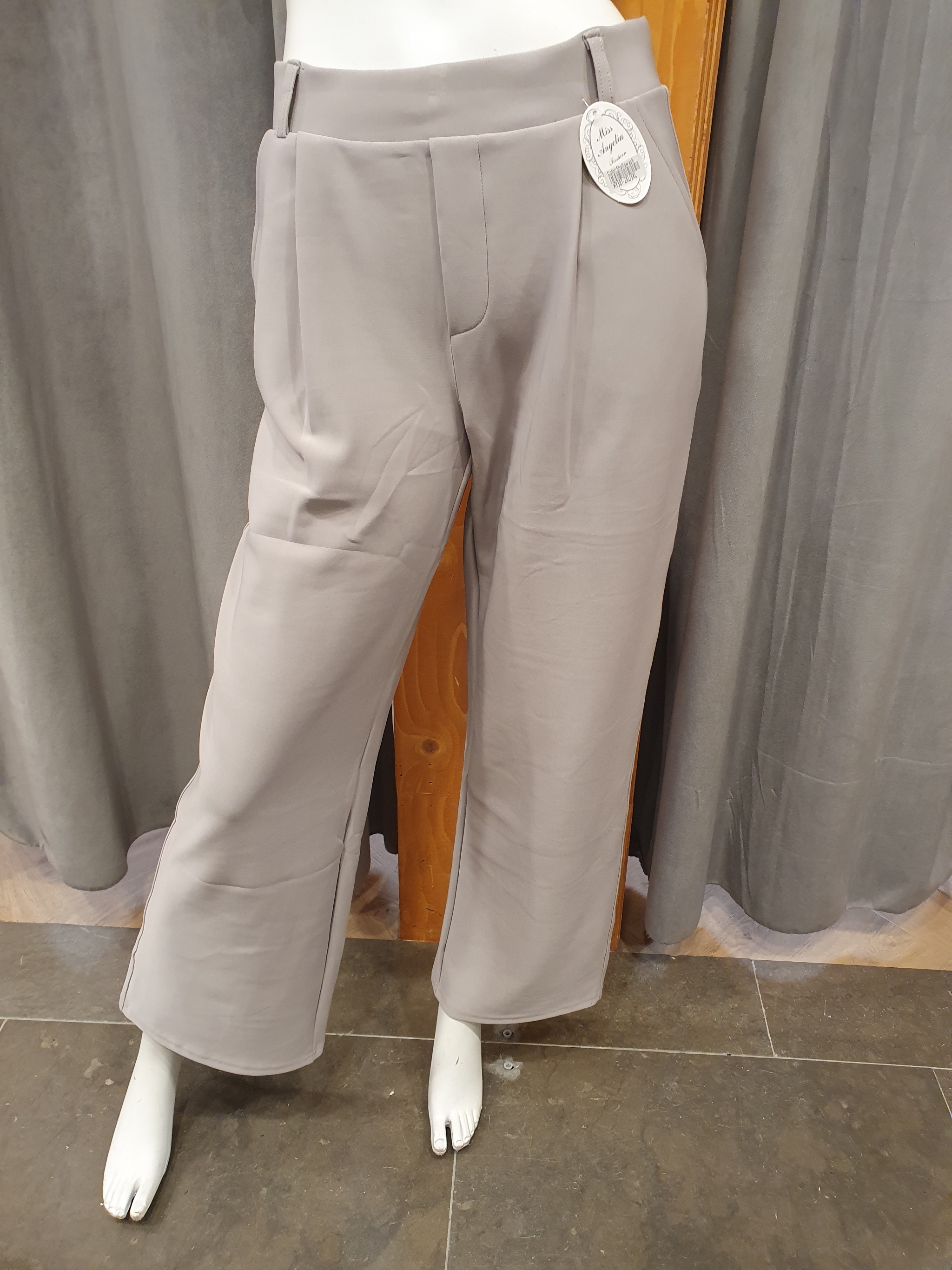 Comfortbroek wide leg light grey(maten)