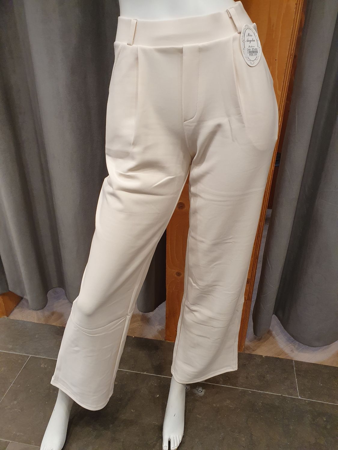 Comfortbroek wide leg Off White (maten)