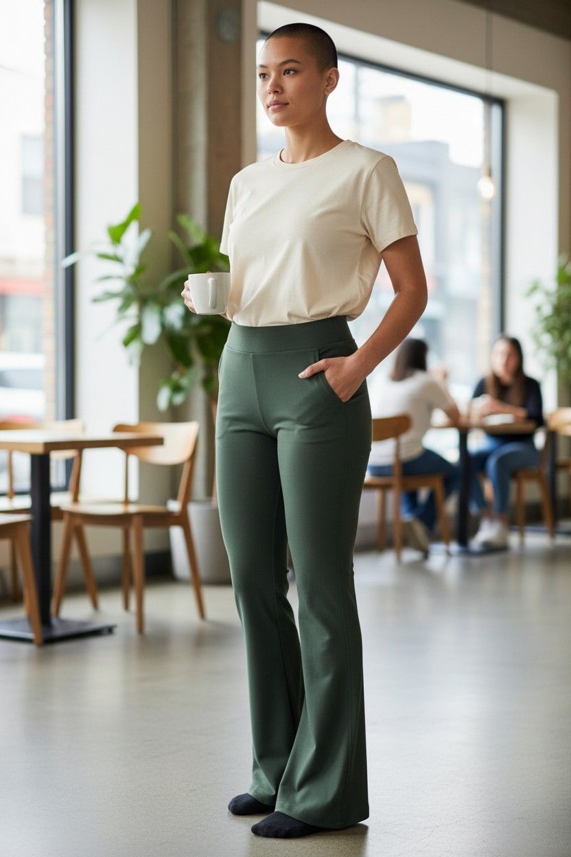 Comfortbroek flair kleur Army green