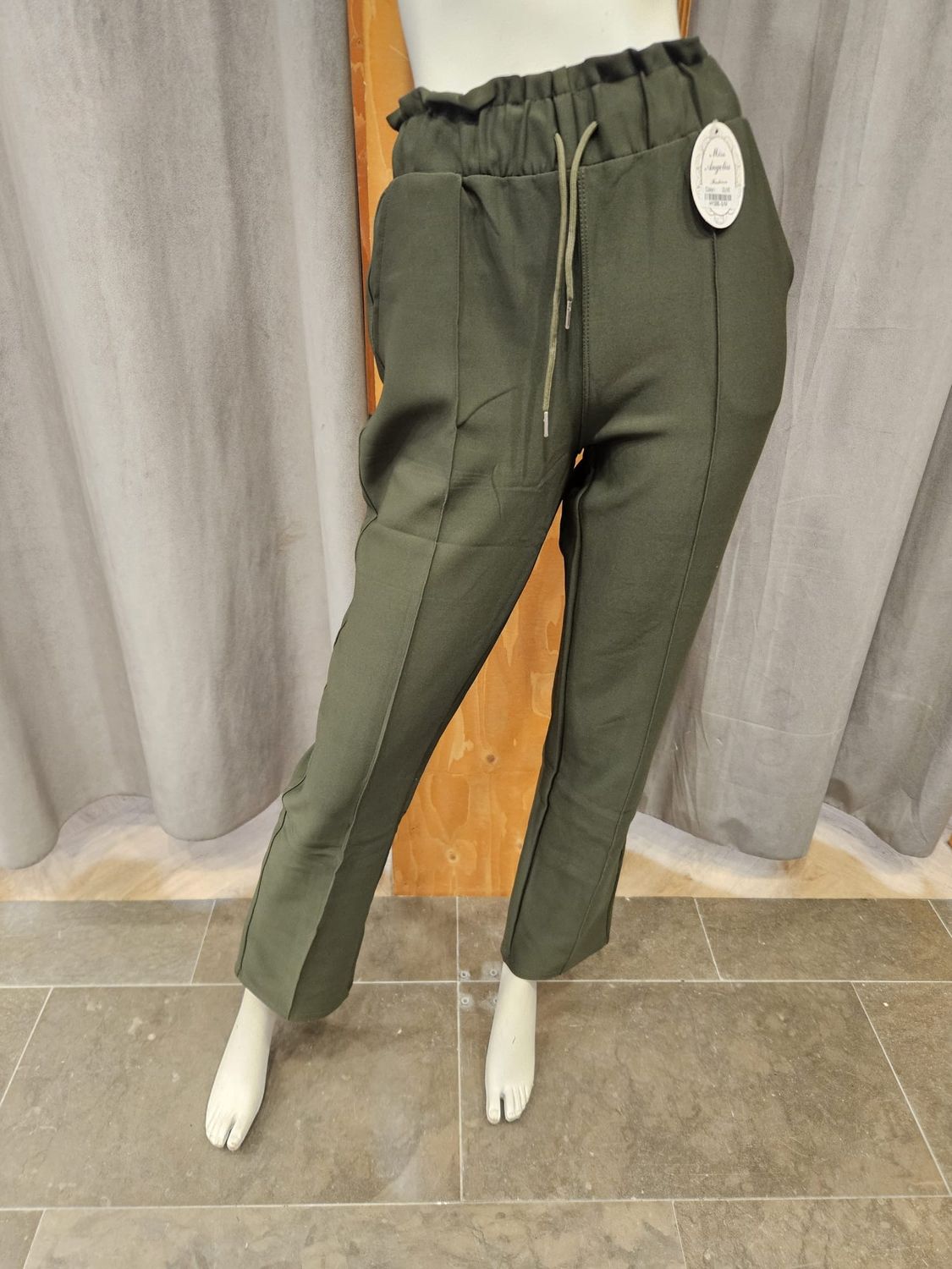 comfortbroek wide leg pantalon legergroen (maten)