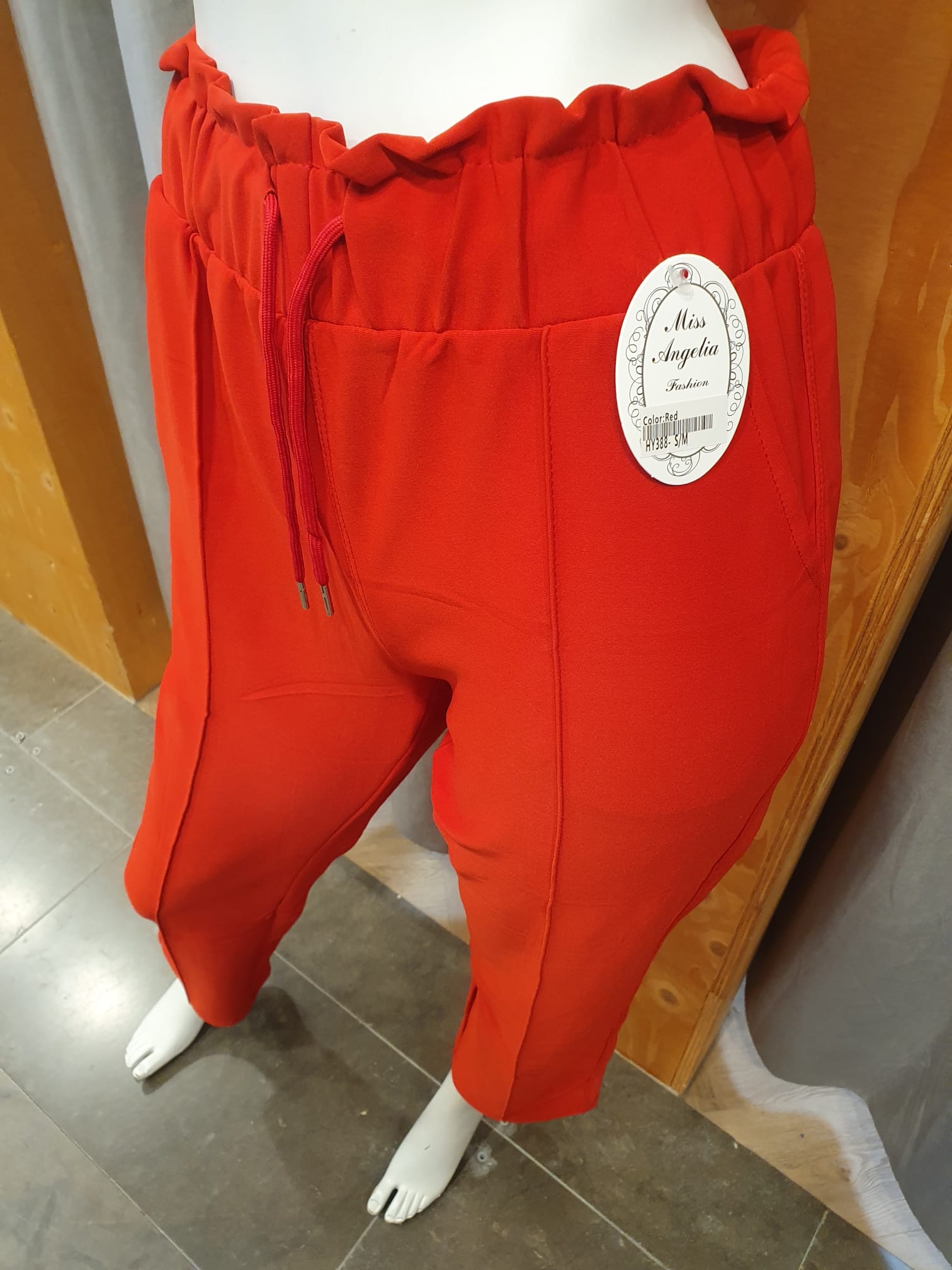 comfortbroek wide leg pantalon rood (maten)