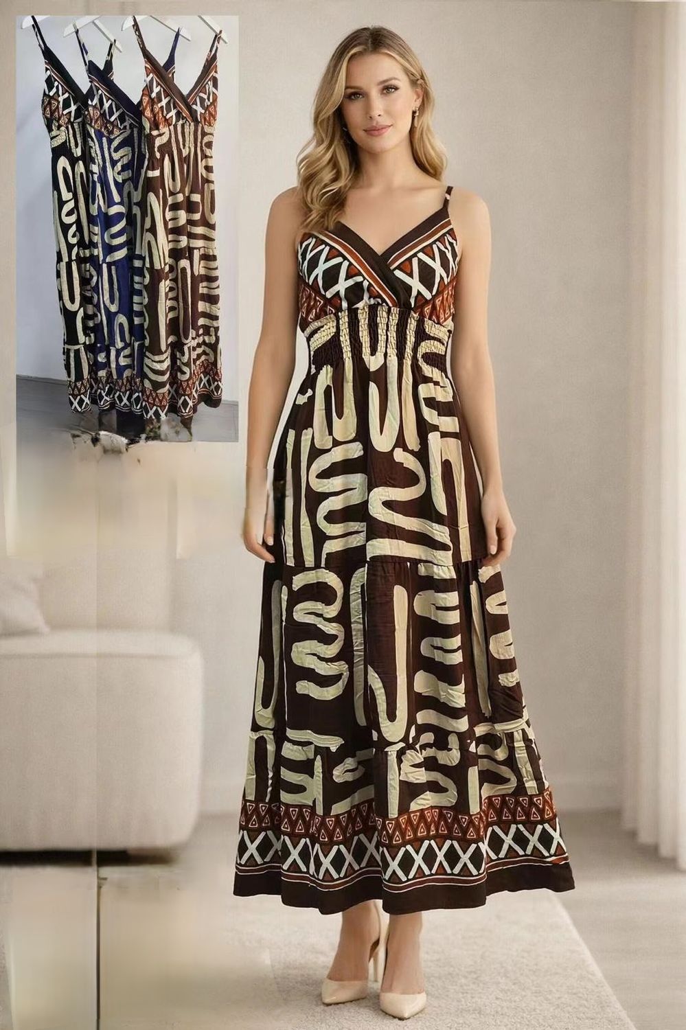 Viscose maxi dress Emilia M/L en XL/XXL (meerdere kleuren)