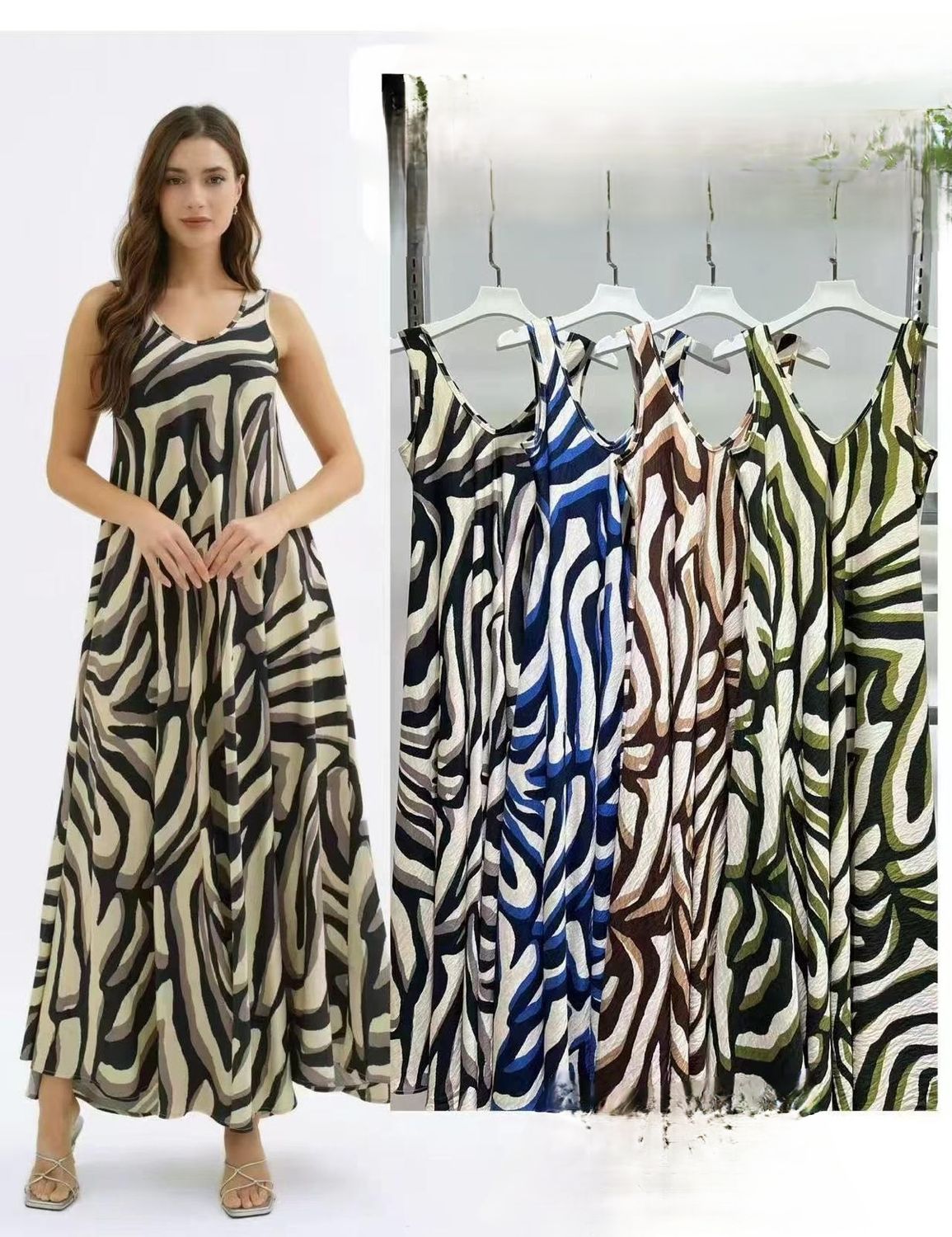 Viscose maxi dress Feline M/L en XL/XXL (meerdere kleuren)