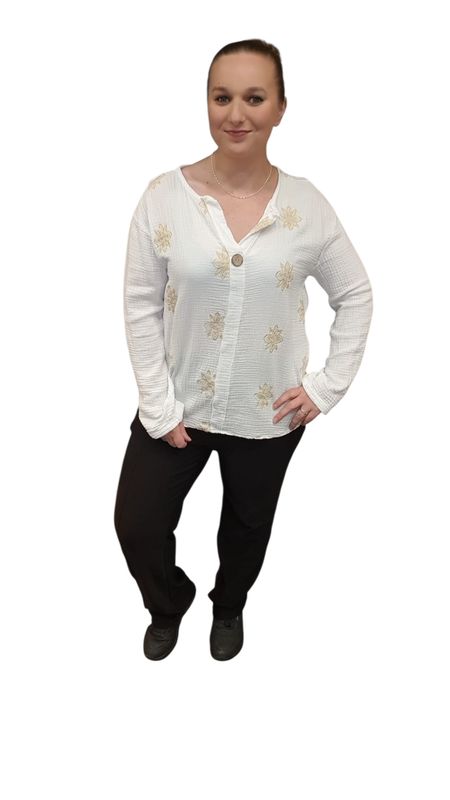 hydrofiele blouse gaia (wit /beige ) one size tot 44