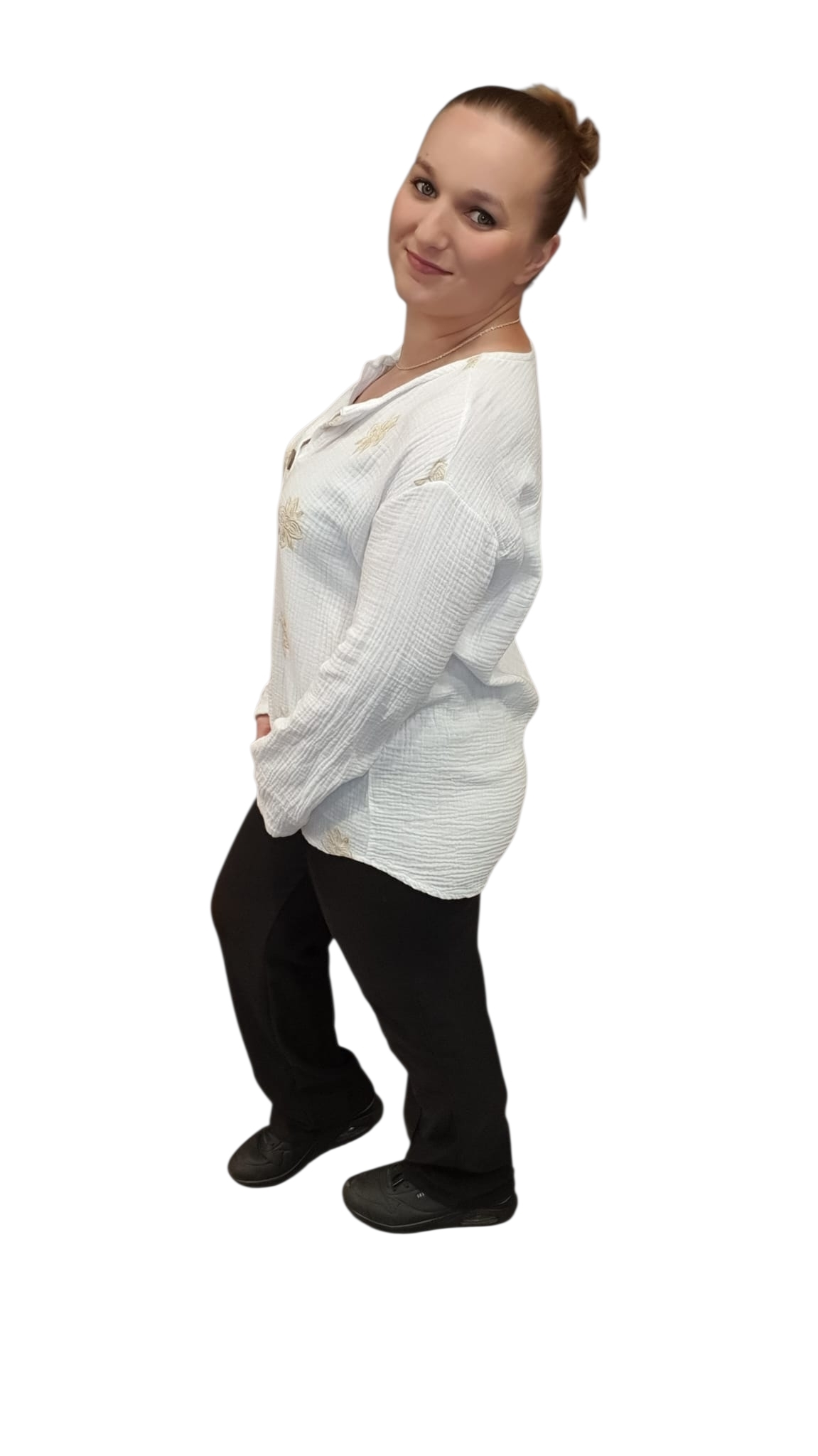 hydrofiele blouse gaia (wit /beige ) one size tot 44
