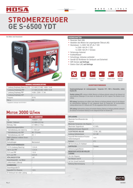 MOSA GE S-6500 YDT AVR