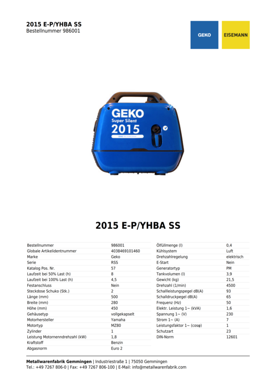 GEKO 2015 E-P/YHBA SS