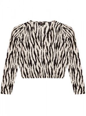 R22038573 Ladies flowy zebra blouse Yara wit