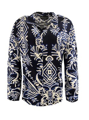 E1 22-045 Blouse Hailey Ikat Navy E1 22-045 Blouse Hailey Ikat Navy