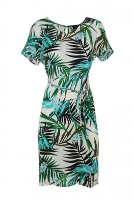 E3 22-017 Dress Palm Leaves Palm Leaves White E3 22-017 Dress Palm Leaves Palm Leaves White