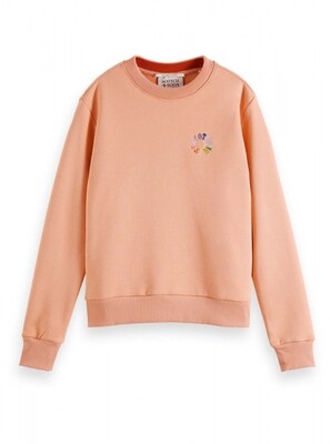 168835 Relax fit crewneck embroidery roze