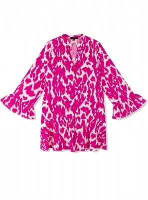 R22073556 Ladies woven flowy dress roze