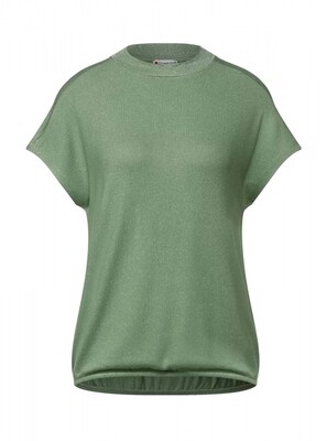 318491 Soft shirt w.lurex shoulder groen