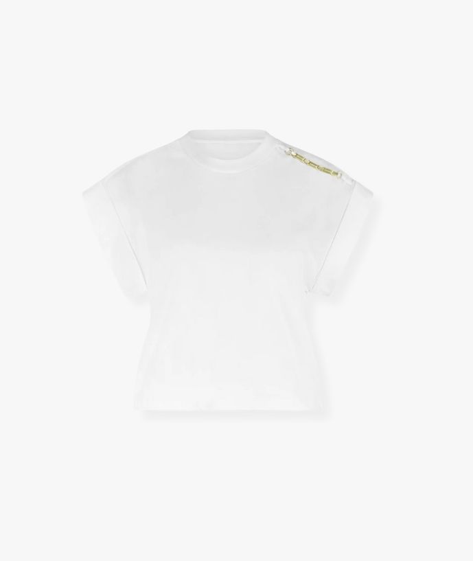 Epaulette T-shirt wit